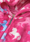 Girls Pink Fleece Hoodie with Horse Print