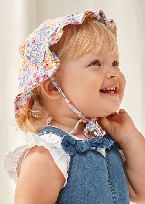 Girls Pink Floral Cotton Sun Hat (mayoral) - CottonKids.ie - Hat - 12 month - 18 month - 2 year