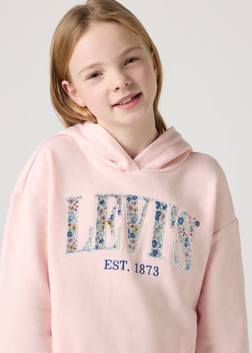 Girls Pink Floral Logo Hoodie