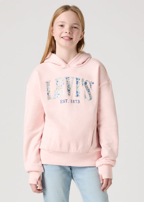 Girls Pink Floral Logo Hoodie