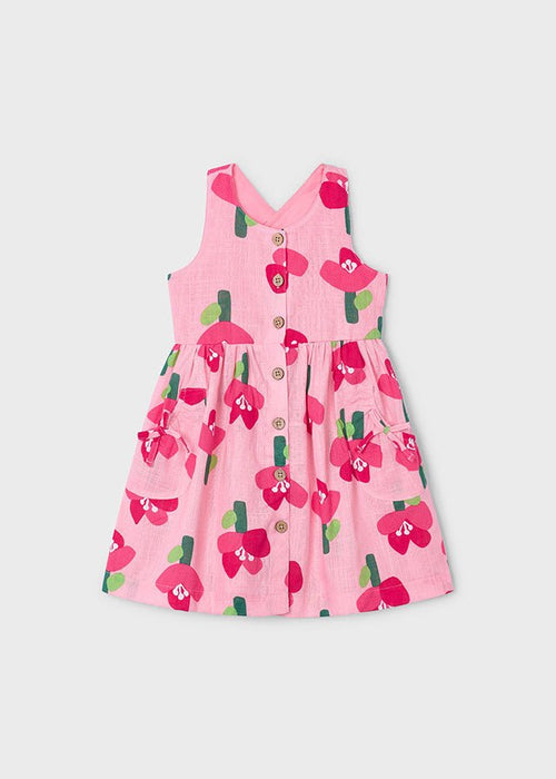 Girls Pink Floral Print Dress