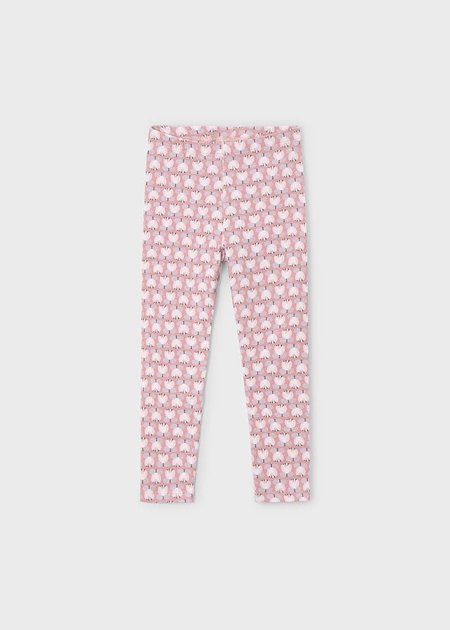 Girls Pink Floral Print Leggings