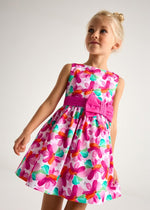 Girls Pink Floral Printed Dress