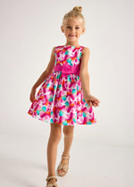 Girls Pink Floral Printed Dress