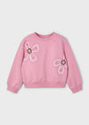 Girls Pink Floral Sweatshirt