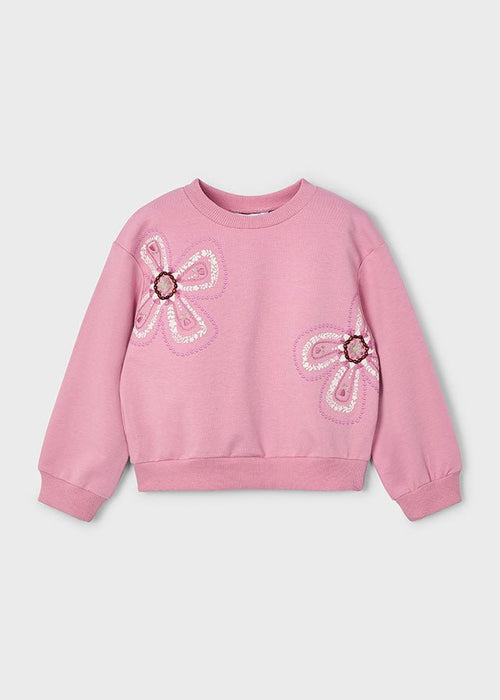 Girls Pink Floral Sweatshirt