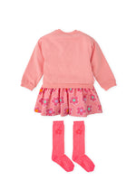Girls Pink Flower Jersey Dress & Socks Set