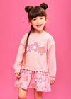 Girls Pink Flower Jersey Dress & Socks Set