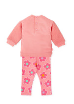 Girls Pink Flower Sweatshirt & Leggings Set