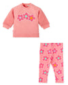 Girls Pink Flower Sweatshirt & Leggings Set
