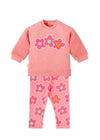 Girls Pink Flower Sweatshirt & Leggings Set