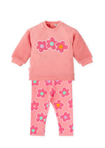 Girls Pink Flower Sweatshirt & Leggings Set