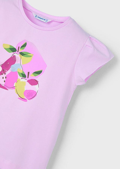 Girls Pink Fruit Print T-Shirt