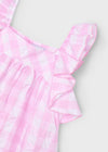 Girls Pink Gingham Cotton Dress Sleeveless Ruffle Straps