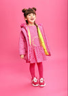 Girls Pink Gingham Dress & Tights Set