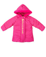 Girls Pink Gingham Hooded Parka