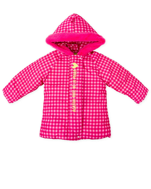 Girls Pink Gingham Hooded Parka