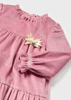 Girls Pink & Gold Dot Velvet Dress (mayoral)