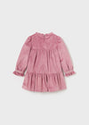 Girls Pink & Gold Dot Velvet Dress (mayoral)