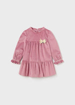 Girls Pink & Gold Dot Velvet Dress (mayoral)