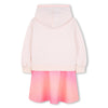Girls Pink Gradient Hoodie Dress with Sequin Print