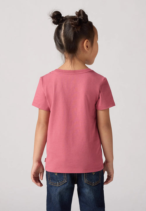 Girls Pink Graphic Tee with Floral Log