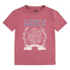 Girls Pink Graphic Tee with Floral Log