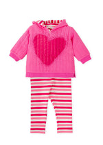 Girls Pink Heart Hooded Set