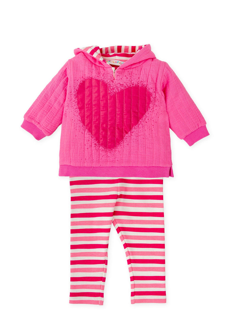Girls Pink Heart Hooded Set