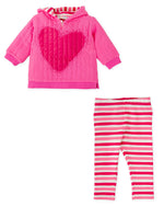 Girls Pink Heart Hooded Set