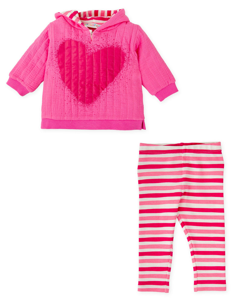 Girls Pink Heart Hooded Set
