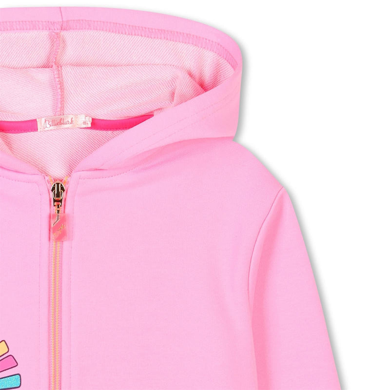 Girls Pink Hooded Zip Sweatshirt