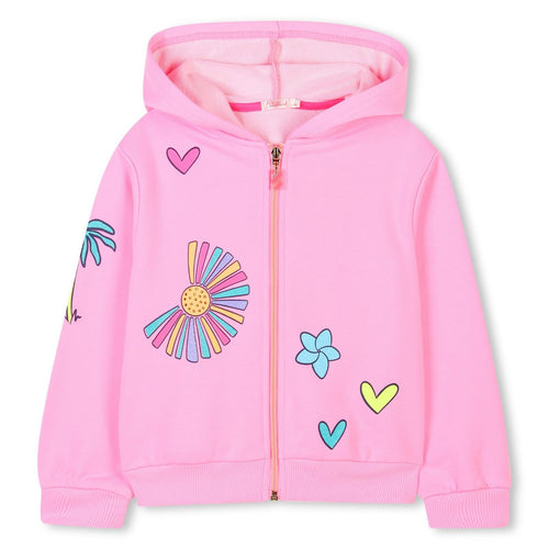 Girls Pink Hooded Zip Sweatshirt