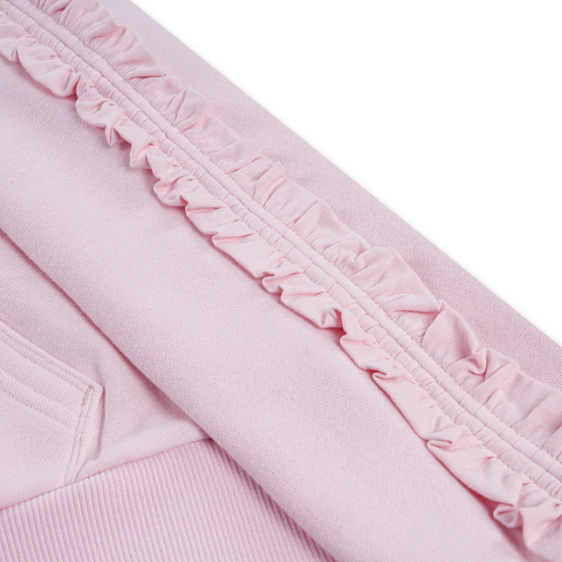 Girls Pink Hoodie with Ruffle Detail