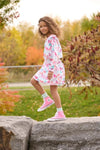 Girls Pink Horse Print Modal Dress