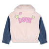 Girls Pink Jacket With Faux Fur Collar