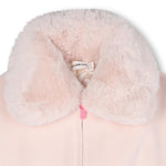Girls Pink Jacket With Faux Fur Collar