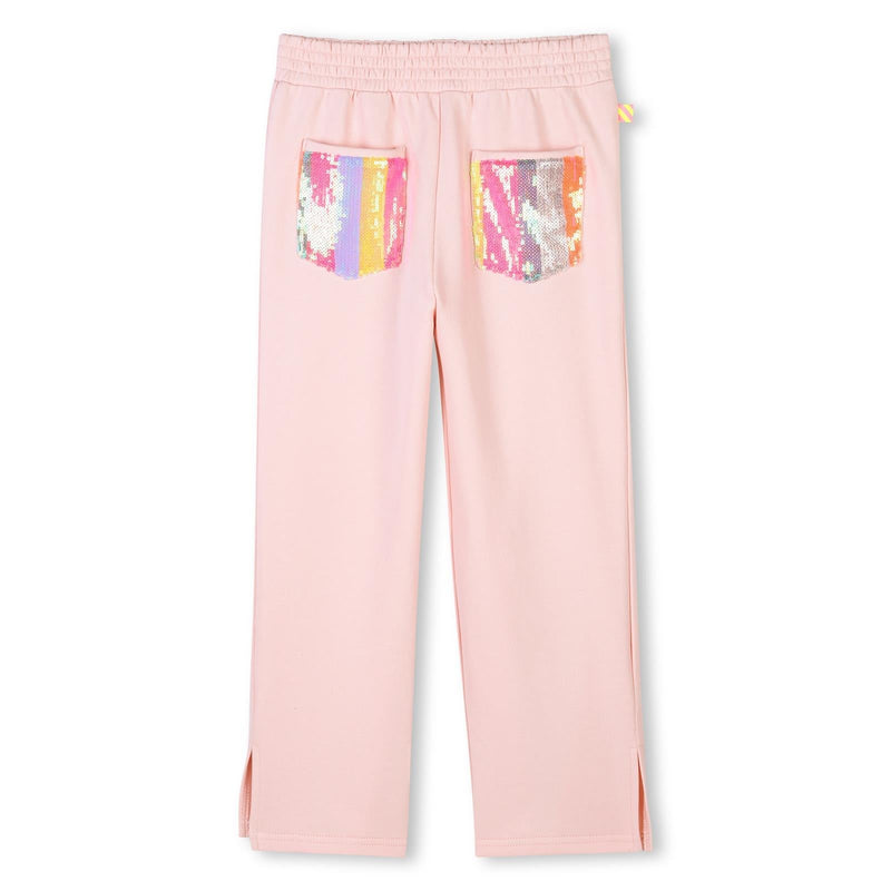 Girls Pink Jogging Trousers with Sequin Pockets