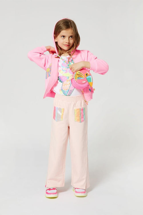 Girls Pink Jogging Trousers with Sequin Pockets