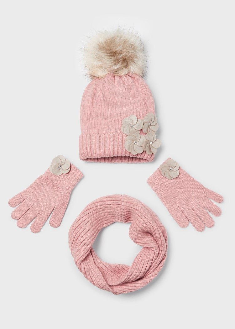 Girls Pink Knitted Hat Set (mayoral)