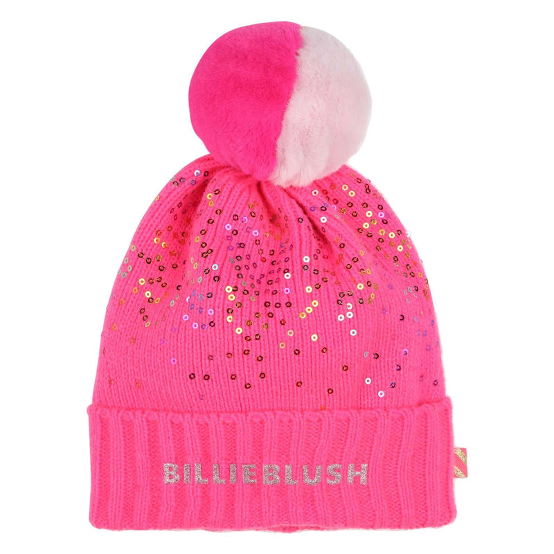 Girls Pink Knitted Pom - Pom Hat