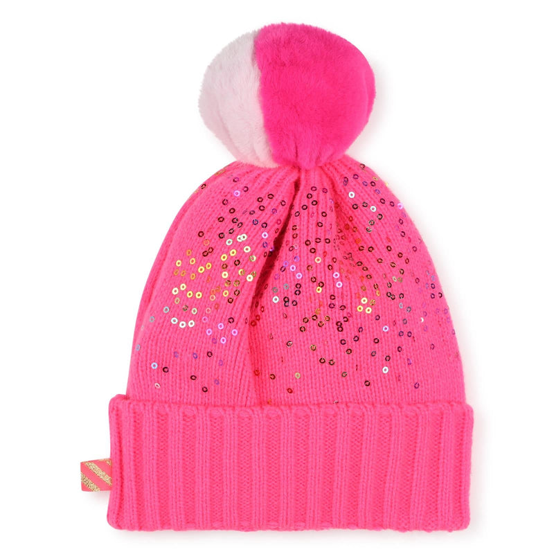 Girls Pink Knitted Pom - Pom Hat