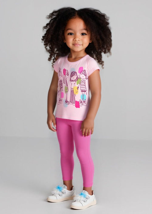 Girls Pink Legging Set with Graphic Tee