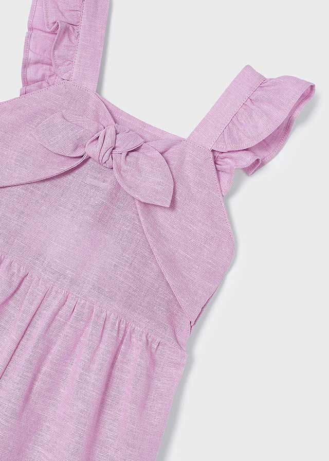 Girls Pink Linen & Cotton Bow Jumpsuit (mayoral) - CottonKids.ie - 2 year - 3 year - 4 year