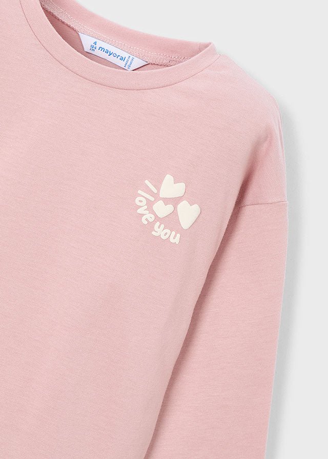 Girls Pink Love You Long Sleeve T-Shirt