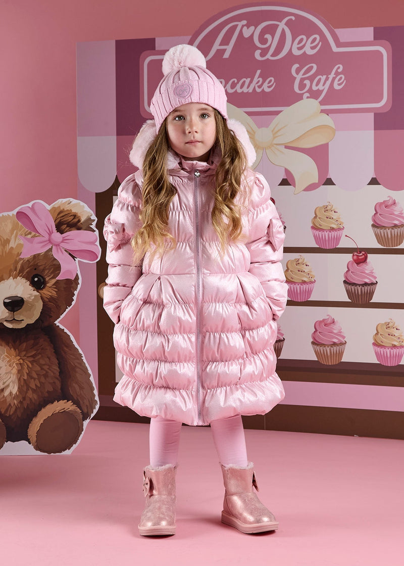 Girls Pink MONTANA Metallic Padded Coat