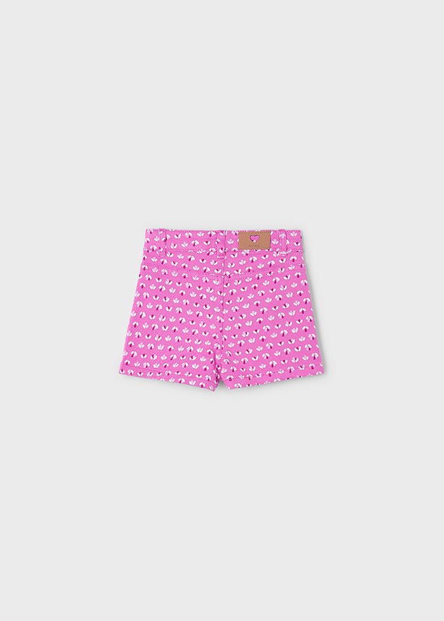 Girls Pink Patterned Denim Shorts