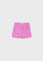 Girls Pink Patterned Denim Shorts