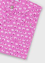 Girls Pink Patterned Denim Shorts