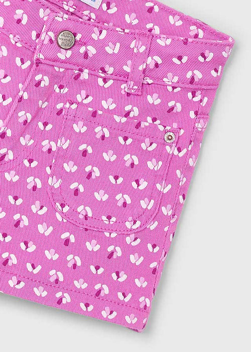 Girls Pink Patterned Denim Shorts